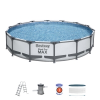 Круглый каркасный бассейн BestWay 5612X (427*122 см, 15232 л) с фильтр-насосом, лестницей и тентом