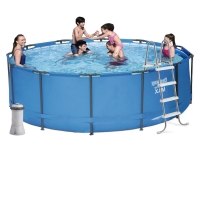 Круглый каркасный бассейн BestWay 5614S (366*122 см, 10250 л) с фильтр-насосом и лестницей