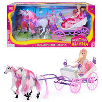 ZY Карета ZYC 1089 (6шт) принцесса Лиана, 2 лошади, кукла, в кор-ке, 56-26-19см