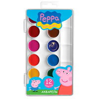 Фарби акварельні медові "Peppa Pig", 12 кольорів