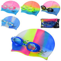 Набор для плавания D25721 шапочка (22-19 см), очки (микс цветов)