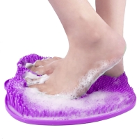 Коврик-скрабер силиконовый QJWDB1 с присосками для очищения и массажа ног фиолетовый