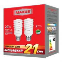 Акционная упаковка из 2-х ламп MAXUS ESL Xpiral  E27