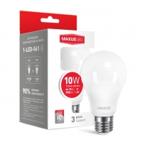 Светодиодная лампа Maxus E27 Led 561-562  10W  - современная замена люминесцентных ламп и ламп накаливания. Led лампа мощностью 10W по свету эквивалентна лампе накаливания в 75 Вт. Лампа имеет гарантию 3 года или 30000 часов. Эта свтодиодная лампа с матов