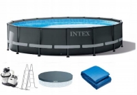 Круглый каркасный бассейн Intex 26326 (488*122 см, 19156 л) с песочный фильтром