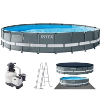 Круглый каркасный бассейн Intex 26334 (610*122 см, 30079 л) с песочным фильтр-насосом