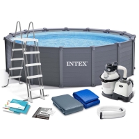 Круглый каркасный бассейн Intex 26384 (478*124 см) c песочным фильтром