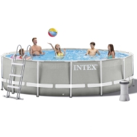 Круглый каркасный бассейн Intex 26720 (427*107 см, 12706 л) с фильтр-насосом, лестницей и тентом