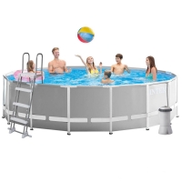 Круглый каркасный бассейн Intex 26726 (457*122 см, 16805 л) с фильтр-насосом, лестницей, тентом и подстилкой