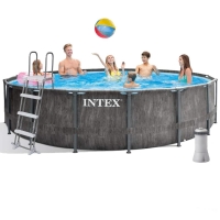Круглый каркасный бассейн Intex 26742 (457*122 см, 16805 л) с фильтр-насосом