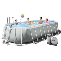 Овальный каркасный бассейн Intex 26798 (610x305*122 см, 18202 л) с картриджным фильтр-насосом, лестницей, тентом и подстилкой