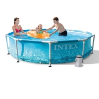 Круглый каркасный бассейн Intex 28208 с фильтр-насосом (305*76 см, 4485 л) "Прозрачная вода"