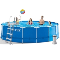 Круглый каркасный бассейн Intex 28242 (457*122 см, 16805 л) с фильтр-насосом, лестницей, тентом и подстилкой