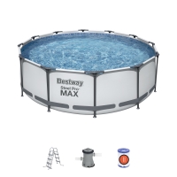 Круглый каркасный бассейн BestWay 56418 (366*100 см, 9150 л) с фильтр-насосом и лестницей