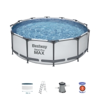 Круглый каркасный бассейн BestWay 56420 (366*122 см, 10250 л) с фильтр-насосом, тентом и лестницей