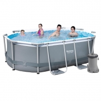 Овальный каркасный бассейн BestWay 5614A (305x200*84 см, 3668 л) с картриджным фильтр-насосом