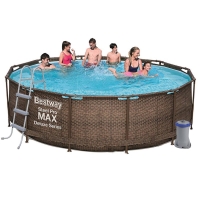 Круглый каркасный бассейн BestWay 56709 (366*100 см, 9150 л) с картриджным фильтр-насосом и лестницей