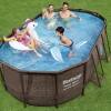 Овальный каркасный бассейн BestWay 56714 (427x250*100 см, 7250 л) с картриджным фильтр-насосом, лестницей и тентом