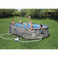 Овальный каркасный бассейн BestWay 56719 со SPA-гидромассажем (610x366*122 см, 20241 л)