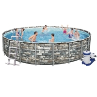 Круглый каркасный бассейн BestWay 56889 (671*132 см, 40377 л) с картриджным фильтр-насосом