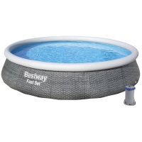 Наливной, надувной бассейн с фильтр-насосом Bestway 57376 Fast Set "Ротанг" (396*84 см, 7340 л)