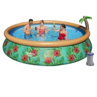 Наливной, надувной бассейн с фильтр-насосом Bestway 57416 Fast Set "Paradise Palms" (457*84 см, 9677 л)