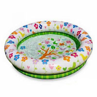 Бассейн 57427  круглый, цветы, 2 кольца, в кор-ке, 112-25см