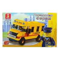Конструктор SLUBAN 303213R/M38B100 (72шт) школьный автобус,105 дет,фигурка, в кор-ке,20,5-13-5см