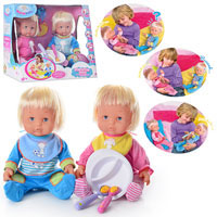 Кукла BB RT 05058 (8шт) 2шт,близняшки,инт,35см,реаг на акс,2ложки,звук,на бат-ке,в кор-ке,38-32-20см