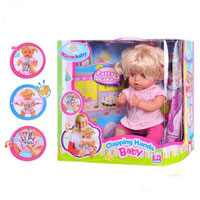 Кукла-пупс интерактивная Warm baby RT 05066 хлопает в ладоши, аксессуары, муз (поет), на бат-ке, в кор-ке, 38-36-19 см