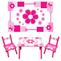 Столик M 0730 (5шт) бело-розовый деревянный, 2 стульчика, в кор-ке, 60-40-13см