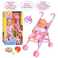 Пупс интерактивный Маша с коляской Joy Toy 5312