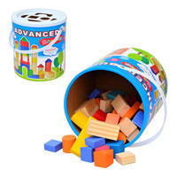 Деревянная игрушка Городок MD 0352 (36шт) конструктор, 50 дет, в ведре, 18-19см