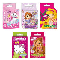 Мел цветной  12 шт., круглый "Винкс Сити", "Мери Кет", "Чарммикитти"