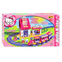 Конструктор Unico 8652-00 "Hello Kitty", железная дорога,95 дет,  55,5-33-10см