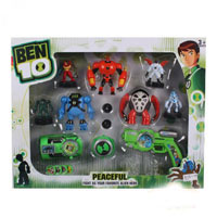 Набор фигурок SB 207-2 (24шт) Ben10, 7 шт, пистолет, часы Омнитрикс, в кор-ке, 54-42-7см