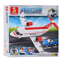 Конструктор SLUBAN M 38-B 0365 (18шт) самолет, машинка, 275 дет, в кор-ке, 28,5-28,5-5,5см