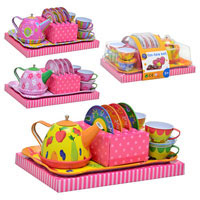 Посуда S 055 ABE (48шт) жел, чайный сервиз, 3 вида, 15 предметов, в слюде, 24-16-12см