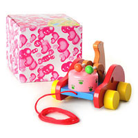 Деревянная игрушка Каталка MD 0671 (120шт) мишка-барабанщик, в кор-ке, 11,5-11,5-10см