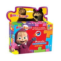 Магнитные мягкие пазлы Маша и Медведь Vladi Toys VT1504-15-16-17-18 4 вида