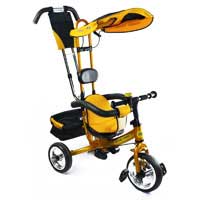 Велосипед трехколесный BT-CT-0002 GOLD ручка,крыша,перед.кол.11",задние 9" /1/
