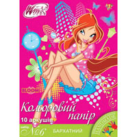 Наб.№ 6 цв.бумаги бархатной А4(10л/10цв), в ящ. мiх: 2 дизайна
