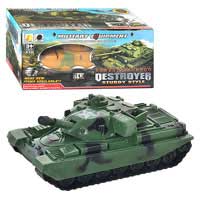 Танк DD 1-1030-60 (48шт) ездит, звук, свет, 2 цвета, на бат-ке, в корке, 22-11,5-10см