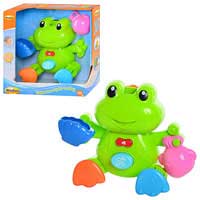 Игра 7109 NL (12шт) для купания,лягушка,брызг,мельн,лейка-рыба,муз,свет,на бат-ке,в кор-ке,23-23-9см