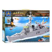 Конструктор KAZI KY 84029 (12шт) Военный корабль, звук, свет, 897дет, в кор-ке, 54-37-7см