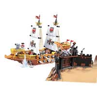 Конструктор AUSINI 27005 (6шт) пиратский корабль, фигурки 8шт, 850дет, в кор-ке, 54,5-42,5-7см