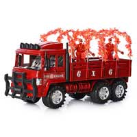 Пожарная машина 0089-25 (48шт) инер-я, пожарные 2шт, в кульке, 29-16-11см