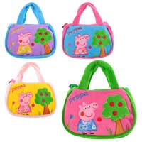 Сумочка L 03998 (180шт) PP, короткие и длинная ручка, плюш, 4 цвета, 25-22-3см
