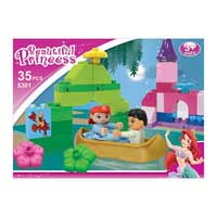 Конструктор JDLT 5301 (36шт) Принцессы, фигурки 2шт, лодка, 35 дет, в кор-ке, 26-19-9см