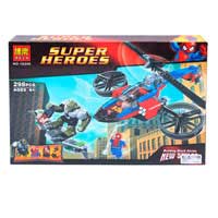 Конструктор BELA 10240 (24шт) Супергерои, транспорт, фигурки 4шт, 298дет, в кор-ке, 38-26-5,5см